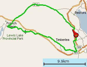 GPS map of the ride to Tantallon and back